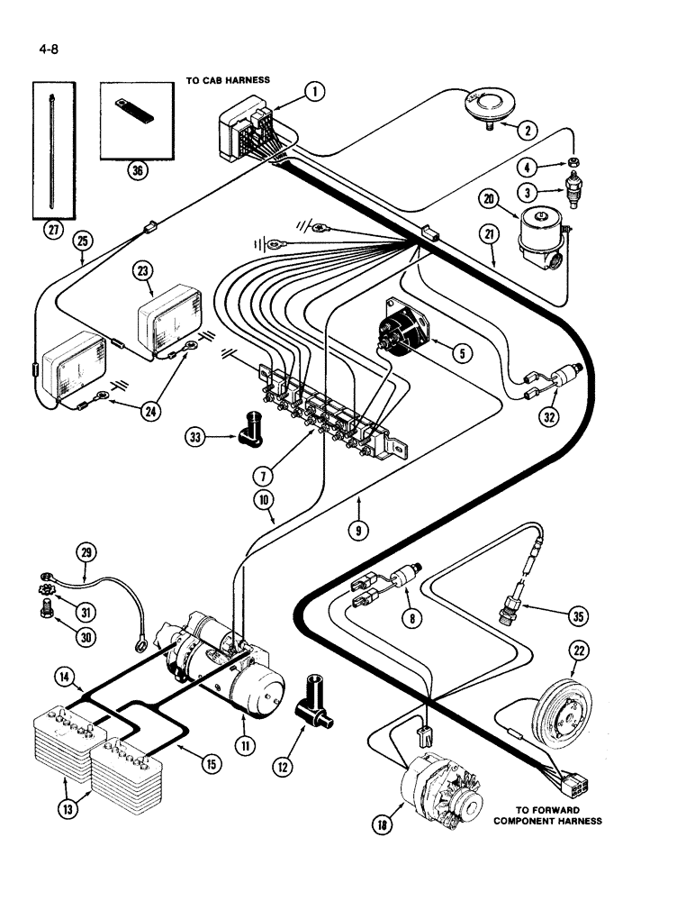 Схема запчастей Case IH 3594 - (4-008) - ENGINE HARNESS, PRIOR TO P.I.N. 9944363 (04) - ELECTRICAL SYSTEMS