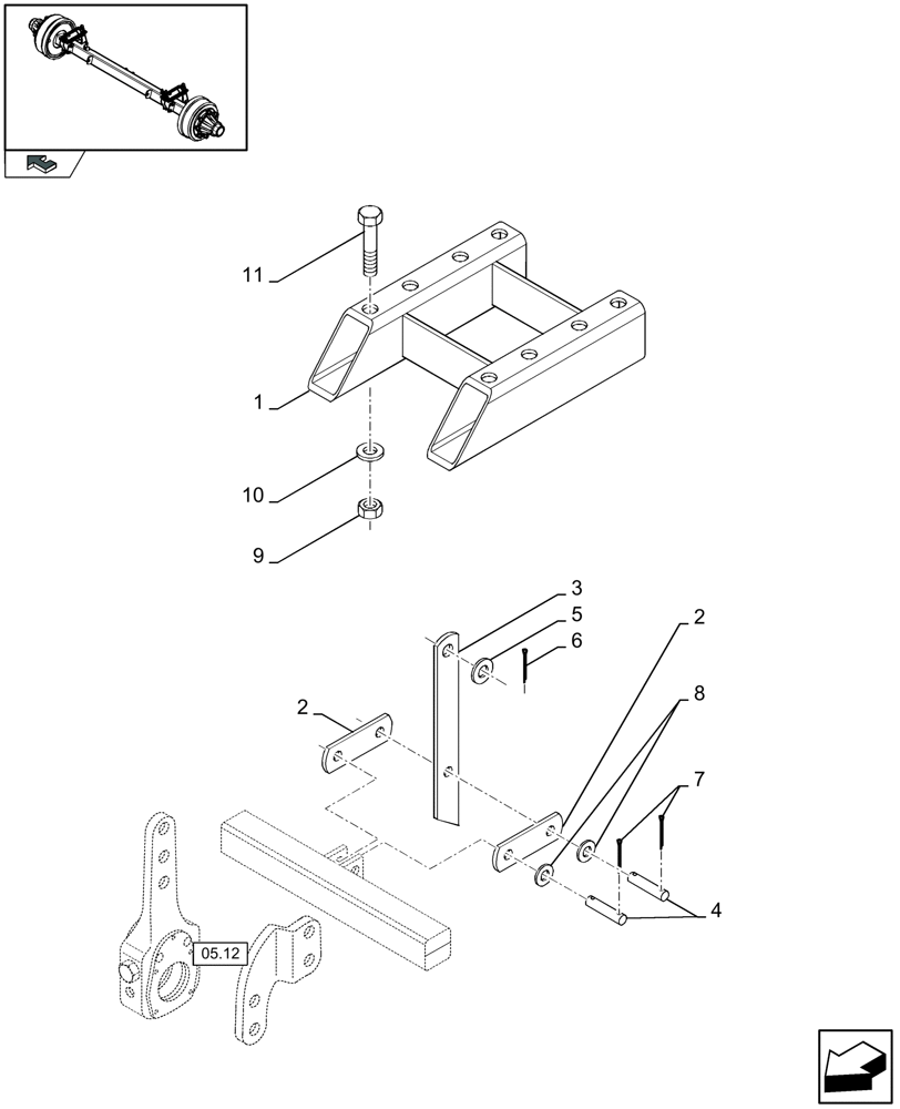 Схема запчастей Case IH LBX332P - (05.14[01]) - AXLE, FIXING PARTS (05) - AXLE