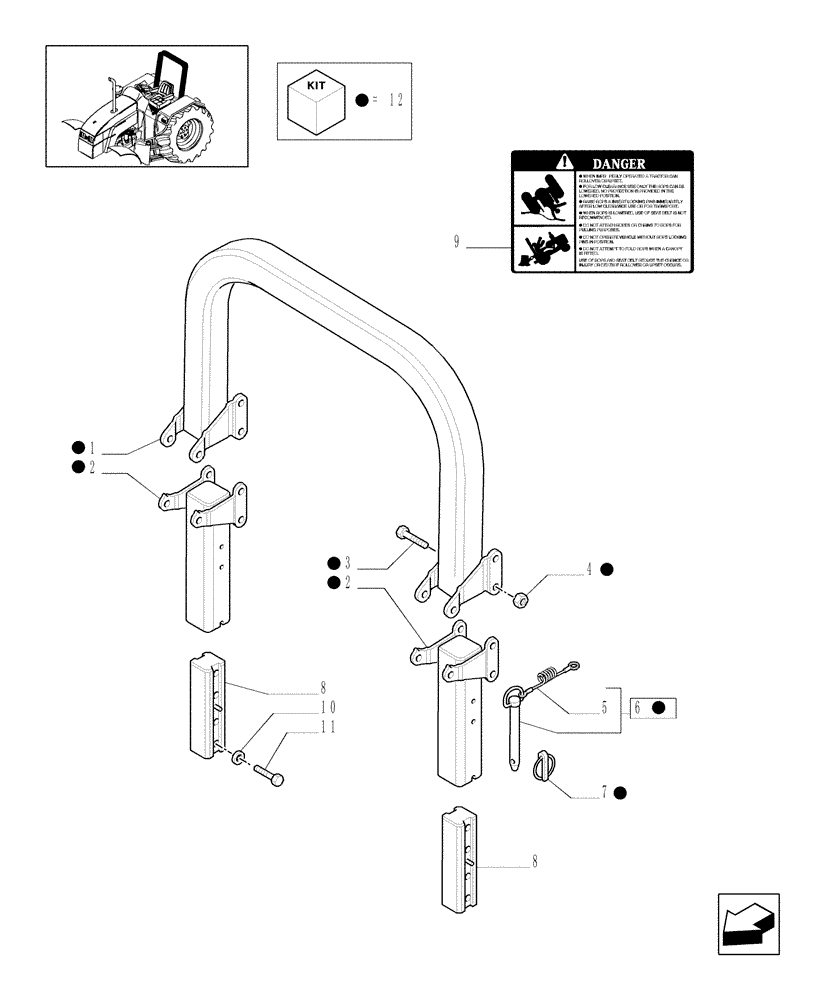 Схема запчастей Case IH MAXXUM 100 - (1.87.7) - COLLAPSIBLE ROPS (08) - SHEET METAL