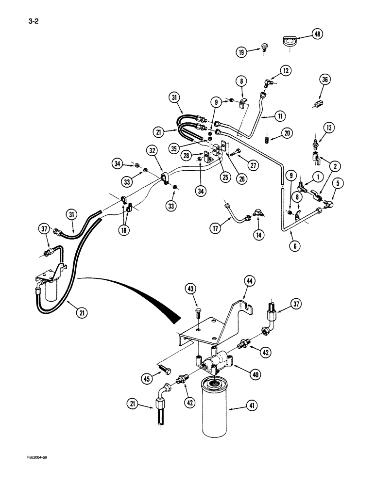 Схема запчастей Case IH STEIGER - (3-002) - FUEL LINES SYSTEM, L-10 ENGINE (03) - FUEL SYSTEM