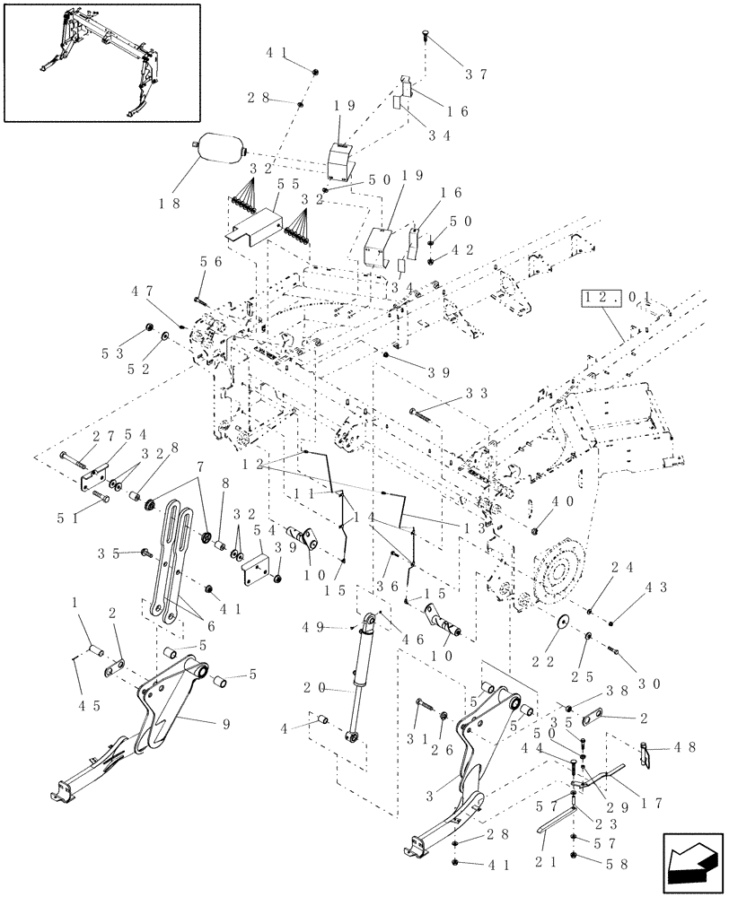 Схема запчастей Case IH WDX1902 - (09.01[01]) - HEADER LIFT (09) - IMPLEMENT LIFT