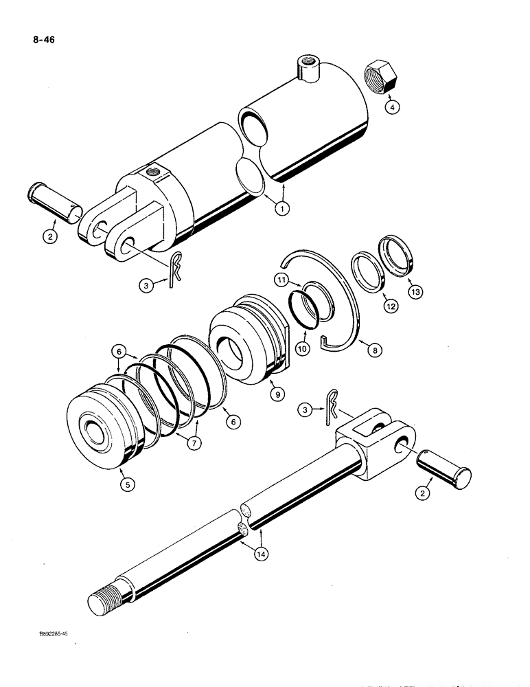 Схема запчастей Case IH 780 - (8-46) - TRANSPORT LIFT CYLINDER, 108681C91, WELDED TYPE, 4 INCH ID (08) - HYDRAULICS