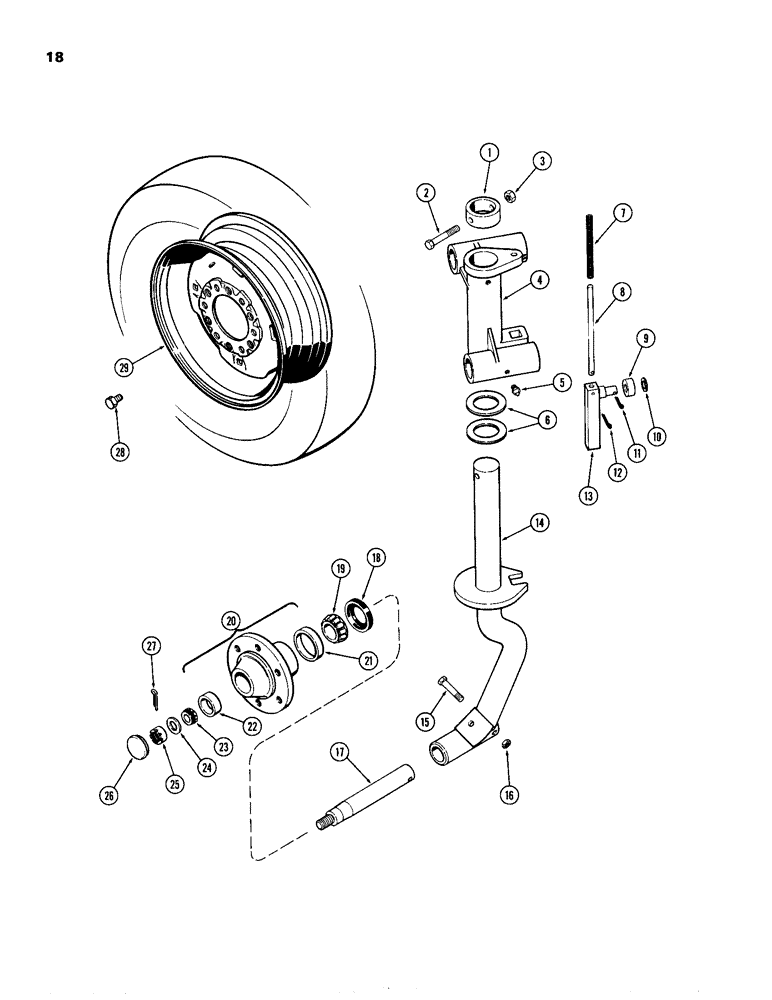 Схема запчастей Case IH 8300-SERIES - (18) - FRONT AXLE AND WHEEL, ON LAND 