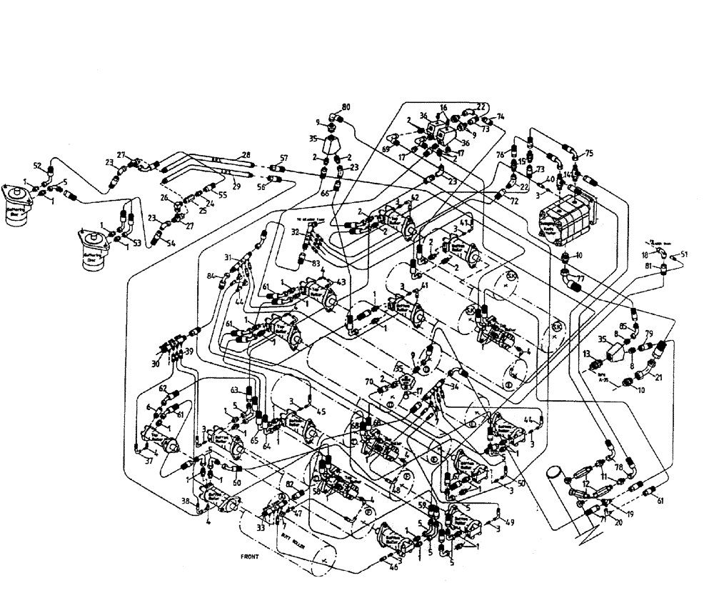 Схема запчастей Case IH 7000 - (B05-70) - HYDRAULIC CIRCUIT (ROLLERS - SWINGING KNIFE), SERIAL #7719 Hydraulic Components & Circuits