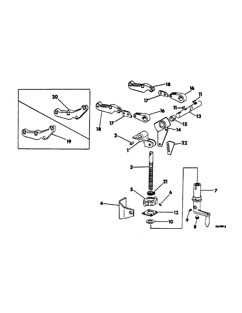 Схема запчастей Case IH 914 - (21-19) - THRESHING CYLINDER AND CONCAVE, CONCAVE CONTROL (14) - THRESHING