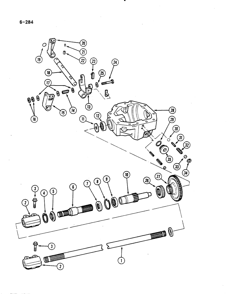 Схема запчастей Case IH 485 - (6-284) - TRANSFER GEARBOX, 4 WHEEL DRIVE, MFD AXLE APL-330, P.I.N. 18001 AND AFTER (06) - POWER TRAIN