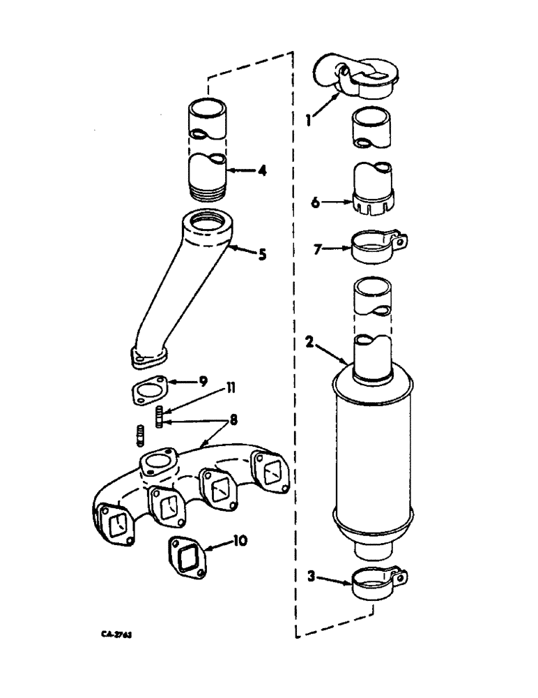 Схема запчастей Case IH 2544 - (D-02) - DIESEL ENGINE, MANIFOLD AND VERTICAL EXHAUST SYSTEM (01) - ENGINE