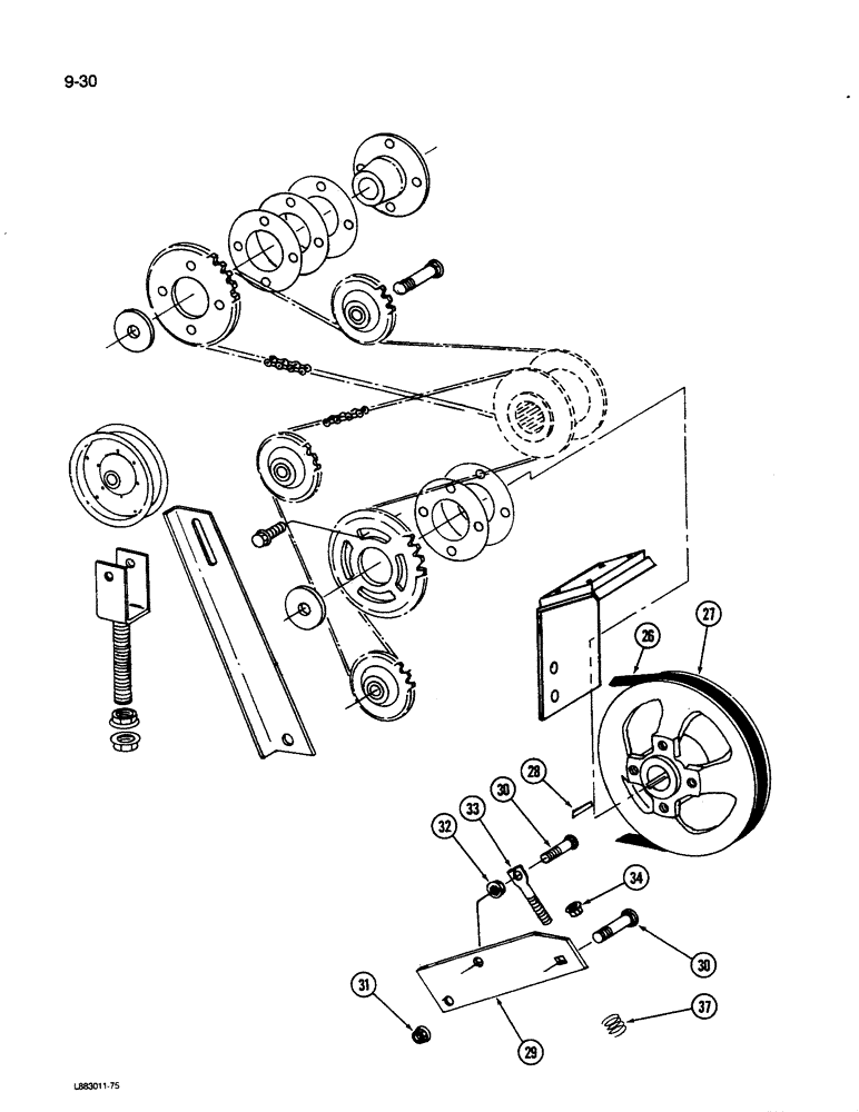 Схема запчастей Case IH 1190 - (9-030) - KNIFE AND ROLL DRIVE, 1190 MOWER CONDITIONER (03) - CHASSIS/MOUNTED EQUIPMENT