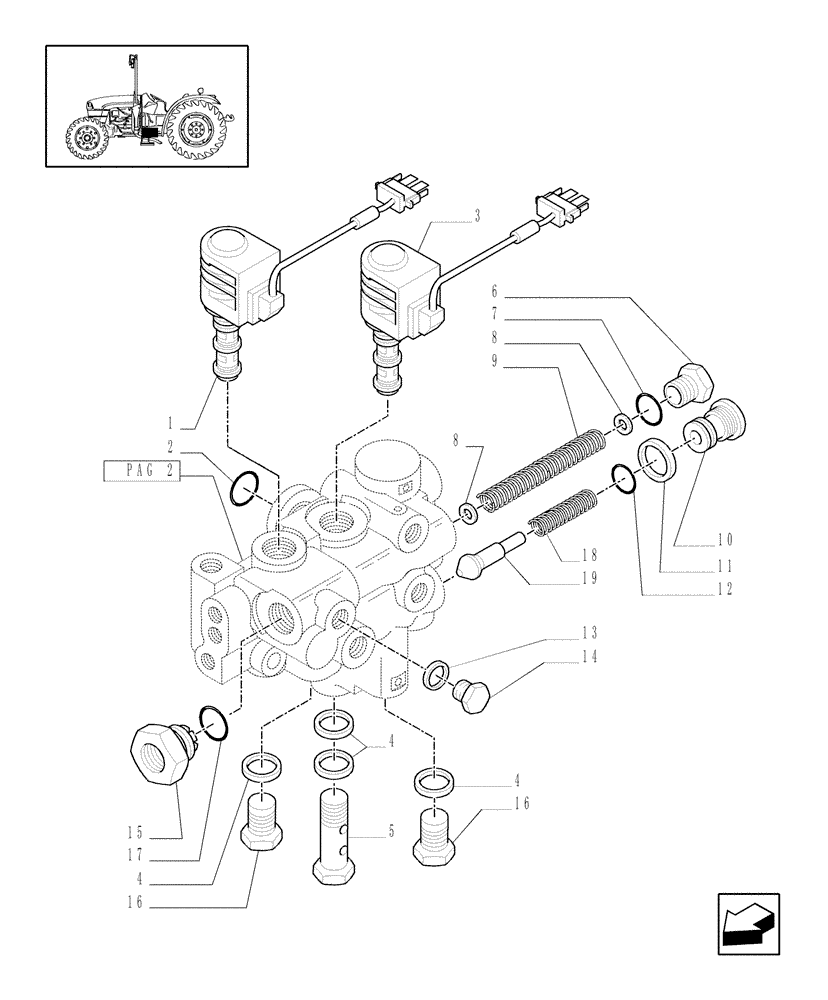 Схема запчастей Case IH JX1075C - (1.33.2/08[01]) - (VAR.323-323/1) STANDARD FRONT AXLE W/ ELECTROHYDR. DIFF. LOCK (40 KM/H) - SOLENOID VALVE (04) - FRONT AXLE & STEERING