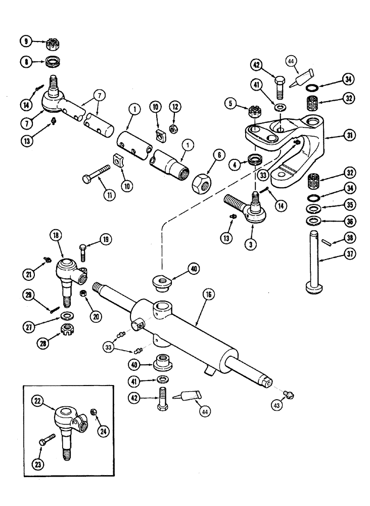 Схема запчастей Case IH MX120 - (05-05) - 2WD STEERING CYLINDER AND TIE ROD (05) - STEERING