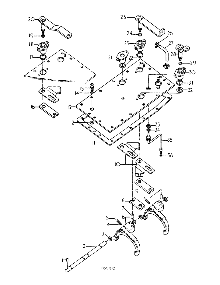 Схема запчастей Case IH 585 - (07-072) - GEAR SHIFT MECHANISM, SPEED TRANSMISSION, 585 SLOW AND FAST SPEED (04) - Drive Train