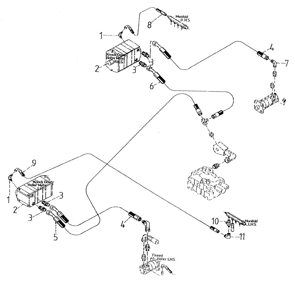 Схема запчастей Case IH 7700 - (G02[25]) - HYDRAULIC CIRCUIT, POWER KNOCKDOWN ROLLER, LEG BASECUTTER Leg Base Cutter