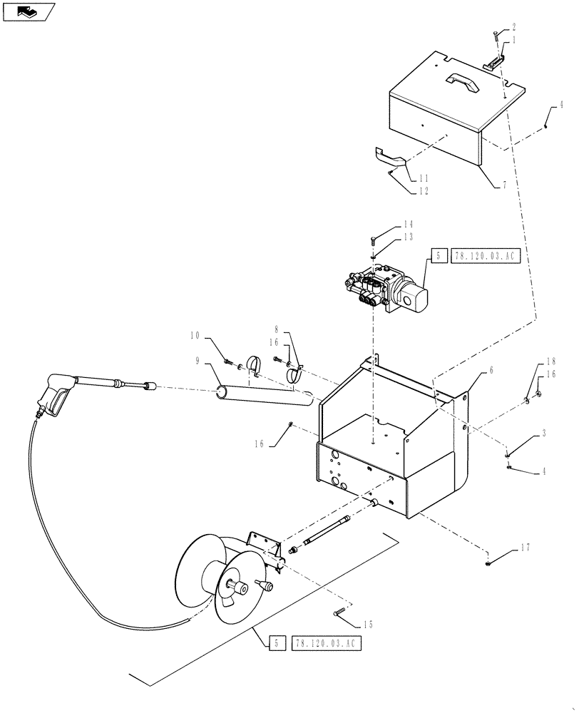 Схема запчастей Case IH 610 - (78.120.03.AB) - PRESSURE WASHER STATION (78) - SPRAYING