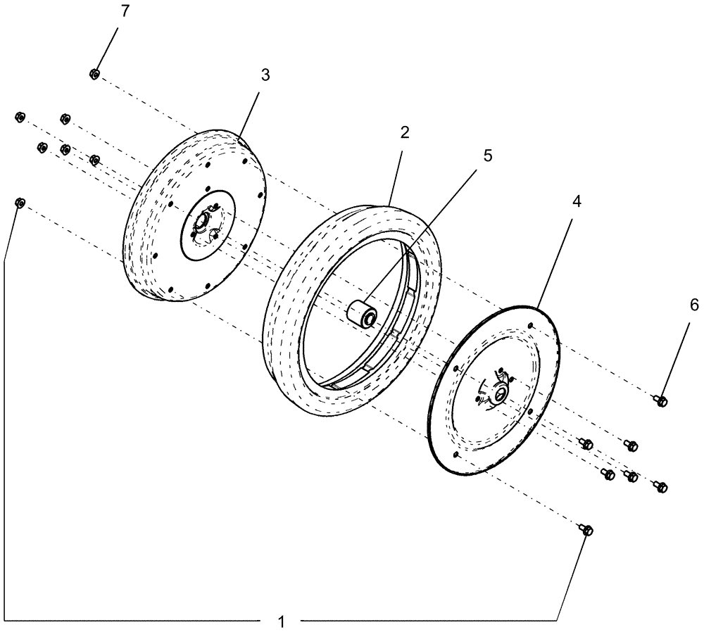 Схема запчастей Case IH 1250 - (44.520.02) - WHEEL 2 3/4" X 16" - 87604837 ASSEMBLY (44) - WHEELS