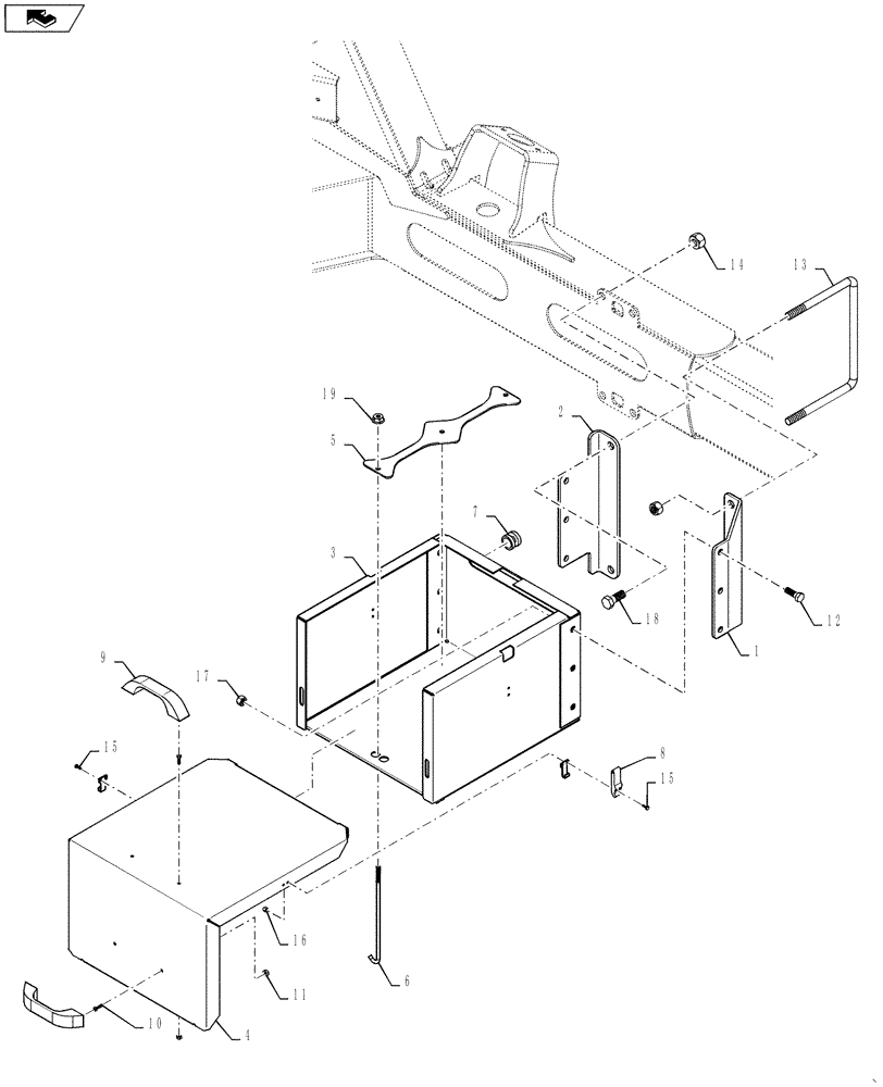 Схема запчастей Case IH 4420 - (04-047) - BATTERY BOX GROUP Suspension & Frame