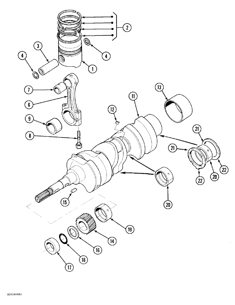Схема запчастей Case IH 1818 - (2-24) - CRANKSHAFT, PISTONS, AND CONNECTING RODS, DIESEL MODELS (02) - ENGINE