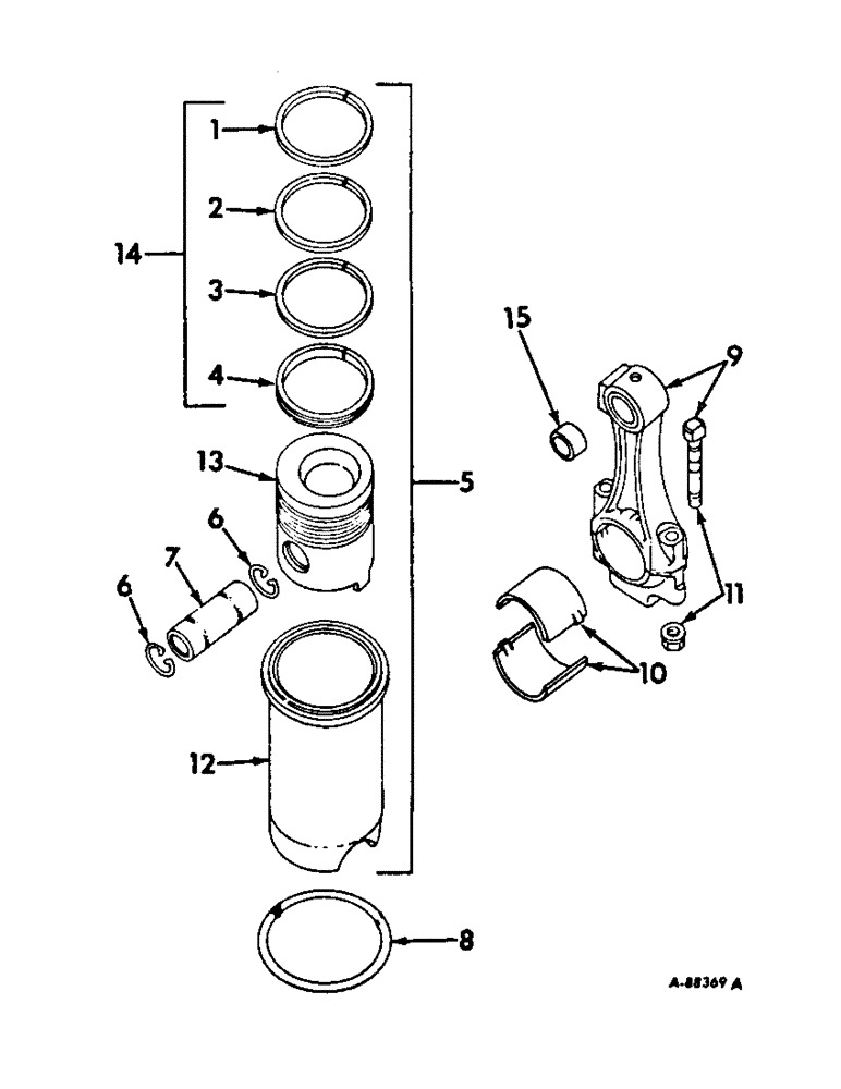 Схема запчастей Case IH 706 - (D-26) - DIESEL ENGINES, CONNECTING RODS, PISTONS AND SLEEVES (01) - ENGINE