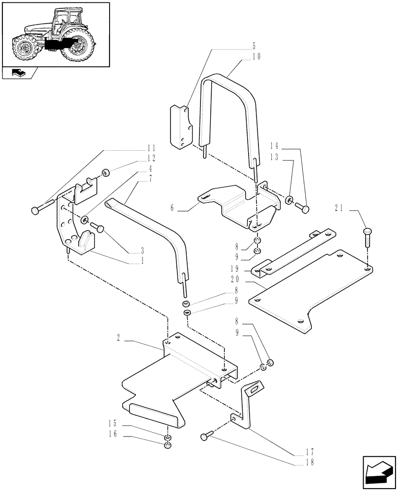 Схема запчастей Case IH FARMALL 95U - (1.14.7) - FUEL TANK SUPPORT - BRACKETS, TIE-RODS - SUPPORTS (02) - ENGINE EQUIPMENT