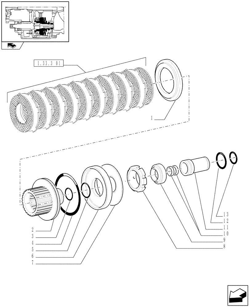 Схема запчастей Case IH PUMA 210 - (1.33.3[02]) - 4WD ENGAGEMENT CLUTCH CONTROL - SPLINED HUB (04) - FRONT AXLE & STEERING