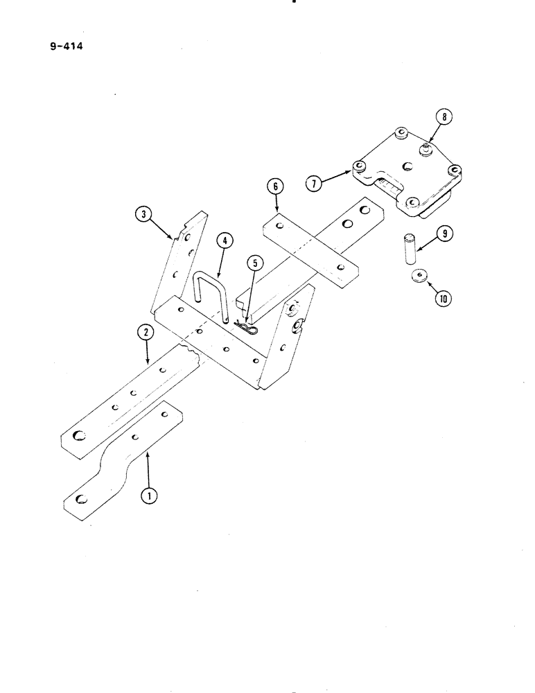Схема запчастей Case IH 485 - (9-414) - SWINGING DRAWBAR, TRACTORS WITH THREE POINT HITCH (09) - CHASSIS/ATTACHMENTS