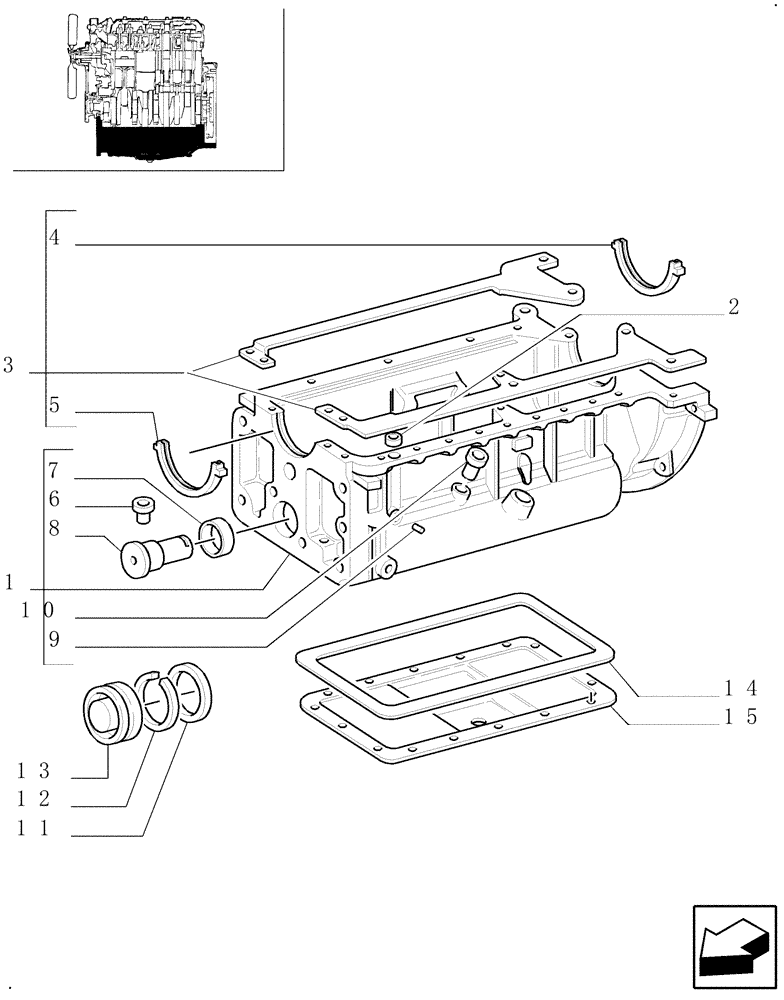 Схема запчастей Case IH JX80U - (0.04.2[01]) - OIL SUMP (01) - ENGINE