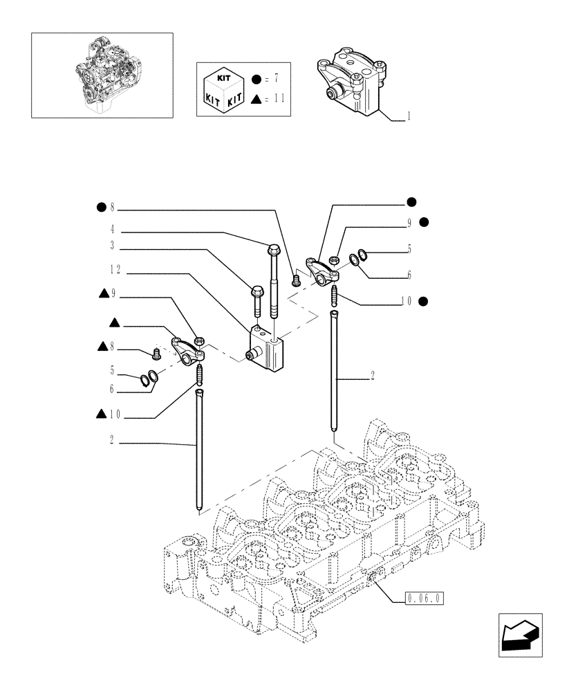 Схема запчастей Case IH F4BE0484C D601 - (0.06.6[01]) - ROCKER SHAFT 