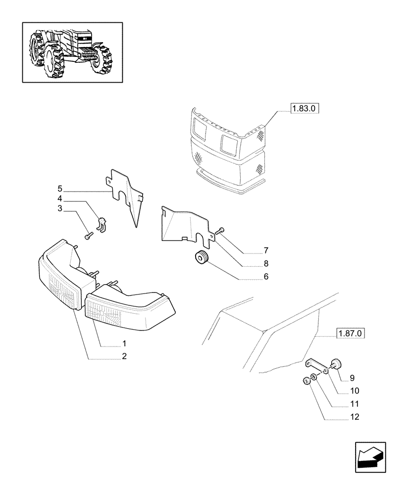 Схема запчастей Case IH JX90U - (1.75.6[01]) - LIGHTING COMPONENTS (06) - ELECTRICAL SYSTEMS