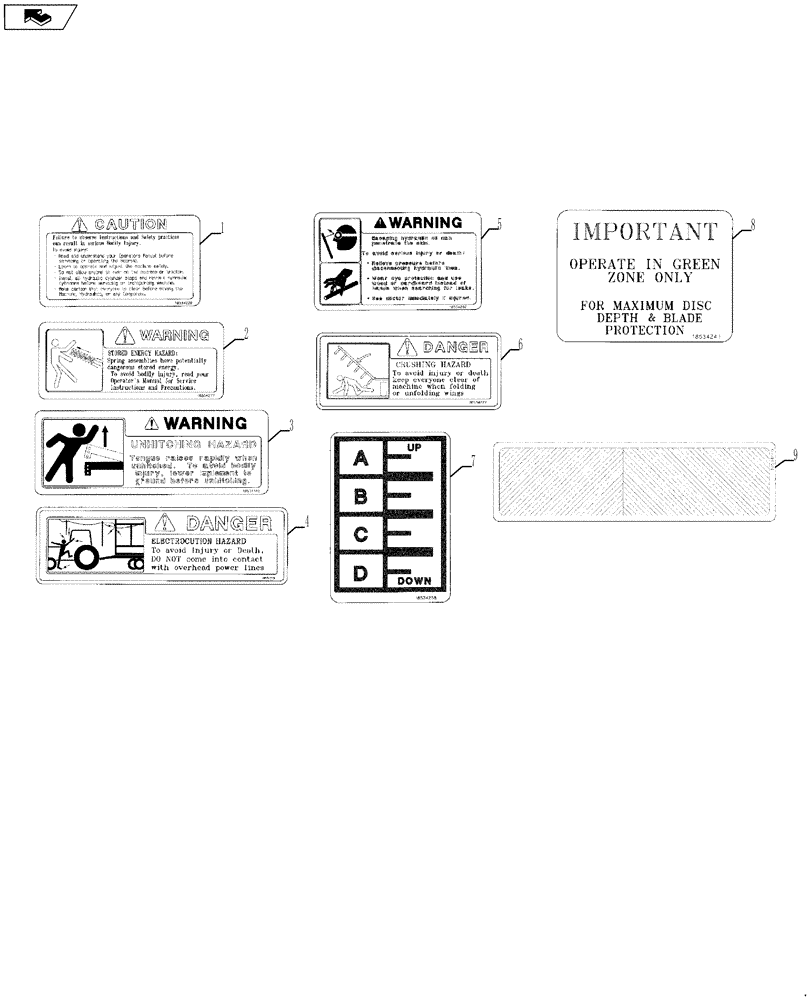 Схема запчастей Case IH 870 - (90.108.03[01]) - DECALS WARNING AND DANGER (90) - PLATFORM, CAB, BODYWORK AND DECALS