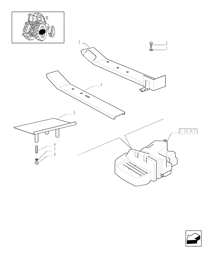 Схема запчастей Case IH MXM175 - (1.14.7/01[02]) - FUEL TANK SUPPORT (02) - ENGINE EQUIPMENT