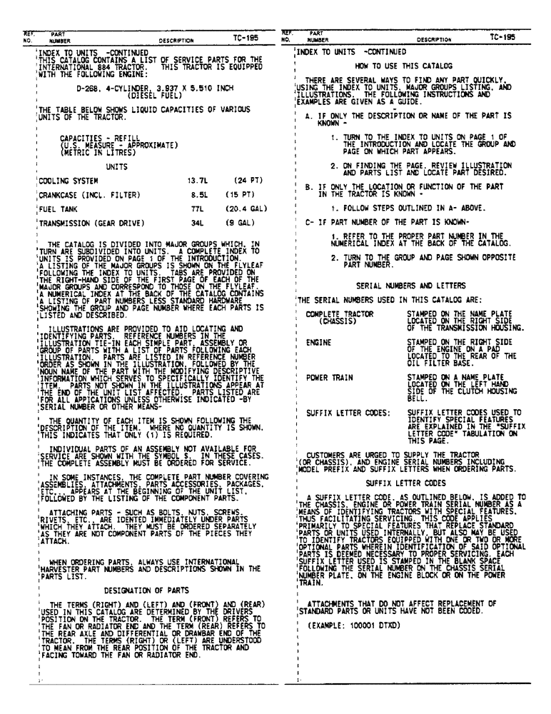 Схема запчастей Case IH 884 - (00-04) - INTRODUCTION, FLUID CAPACITIES AND SERIAL NUMBER LOCATIONS (00) - GENERAL