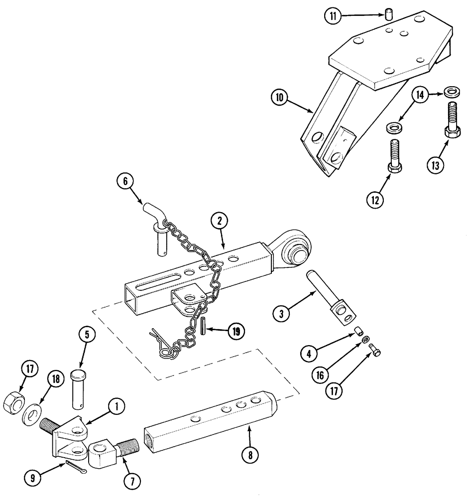 Схема запчастей Case IH 5120 - (9-016) - HITCH, STABILIZER, HI-CLEAR TRACTOR (09) - CHASSIS/ATTACHMENTS