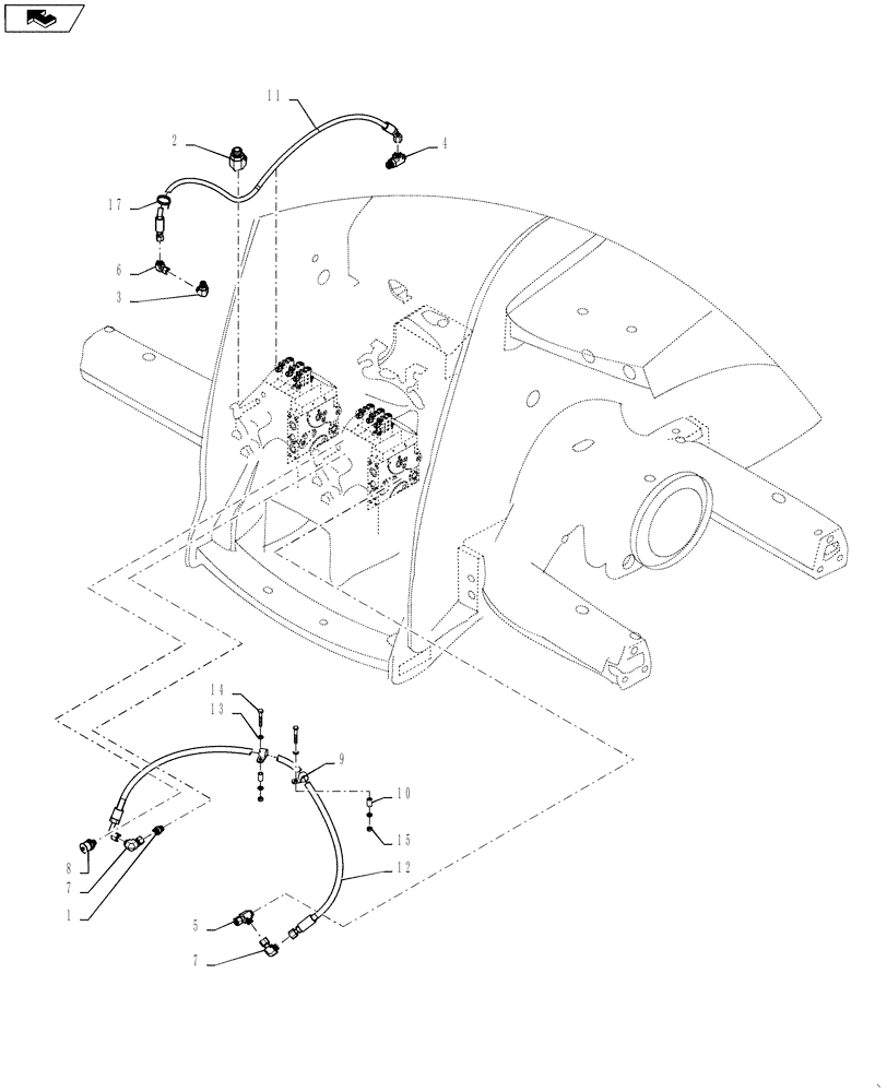 Схема запчастей Case IH QUADTRAC 500 - (33.220.09) - TRAILER BRAKES - HYDRAULIC LAYOUT - QUADTRAC (33) - BRAKES & CONTROLS