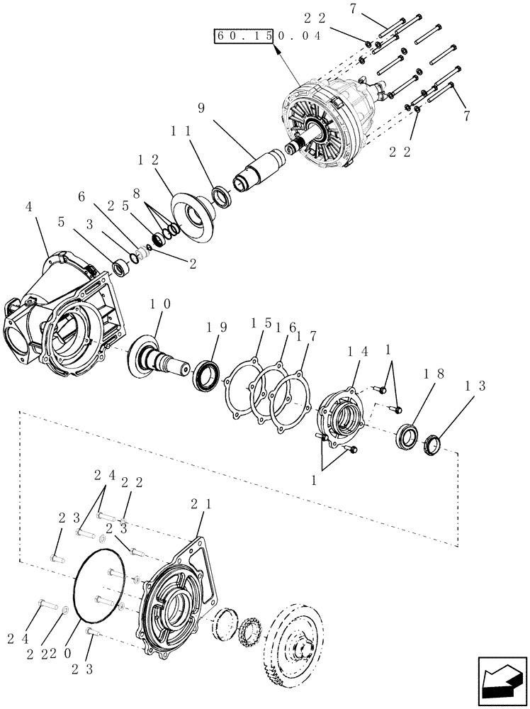 Схема запчастей Case IH 9230 - (60.150.05) - GEARBOX, HEADER/FEEDER, VARIABLE SPEED, INPUT HALF (60) - PRODUCT FEEDING