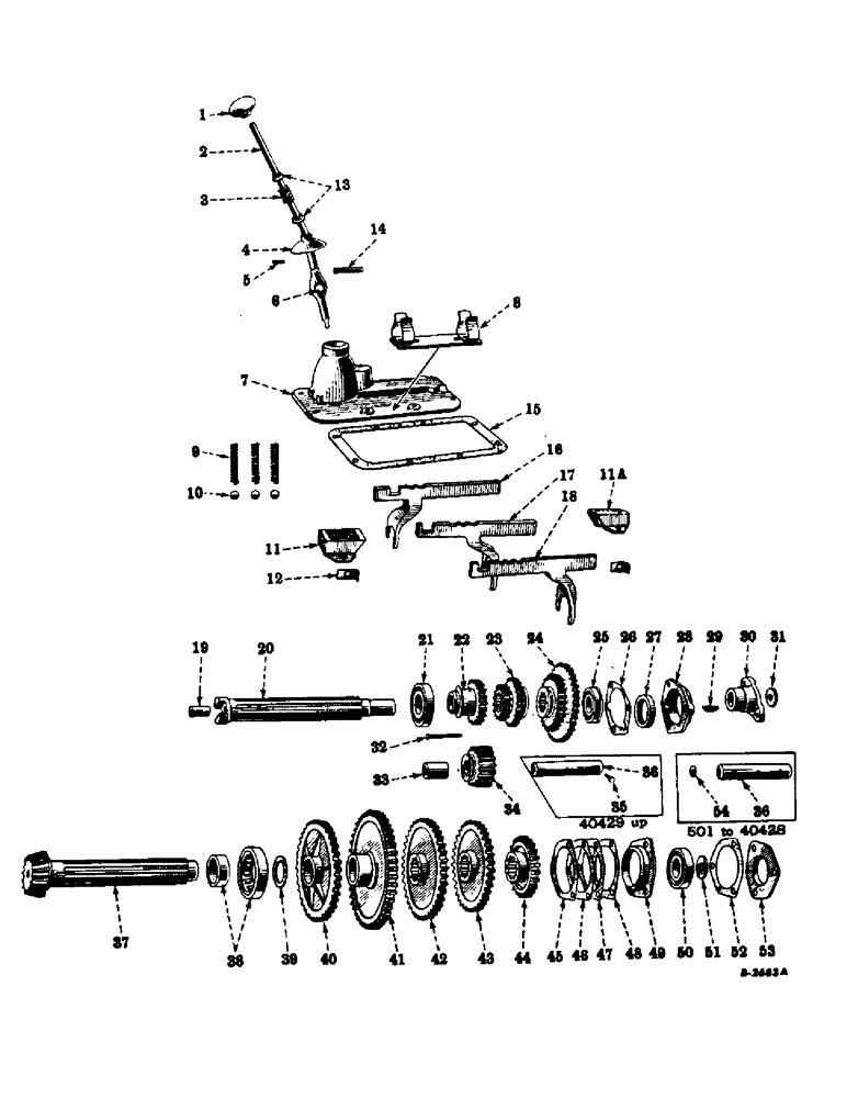 Схема запчастей Case IH FARMALL A - (086) - CHASSIS, TRANSMISSION AND GEAR SHIFTER MECHANISM (12) - CHASSIS