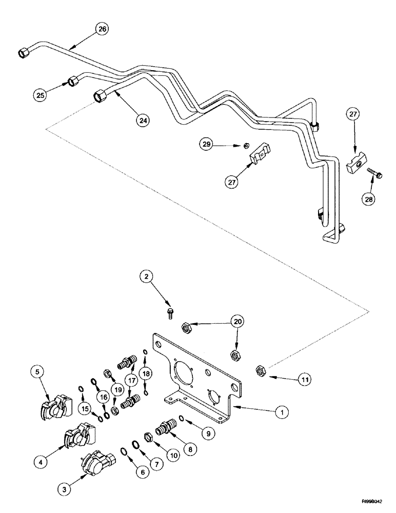 Схема запчастей Case IH MX240 - (7-042) - TRAILER BRAKE, PNEUMATIC, COUPLING, EUROPE ONLY (07) - BRAKES
