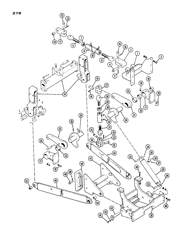 Схема запчастей Case IH 1200 - (278) - THREE POINT HITCH ASSEMBLY (09) - CHASSIS