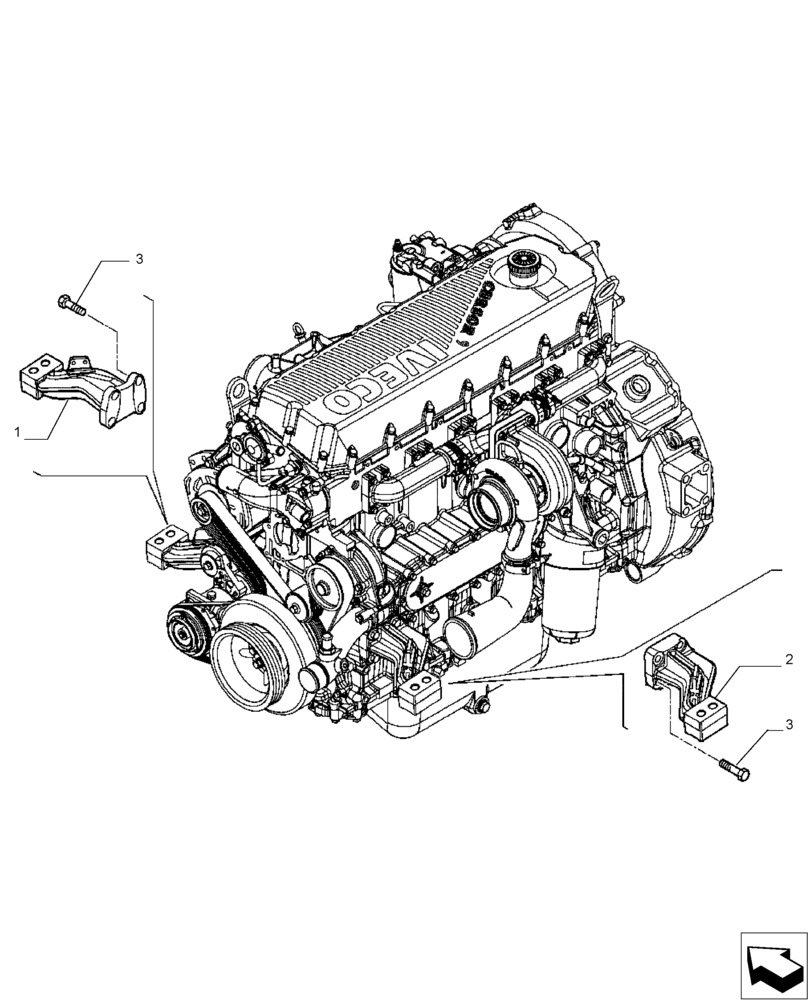 Схема запчастей Case IH A8800 - (10.001.AK) - ENGINE MOUNTING (FPT C9) (10) - ENGINE