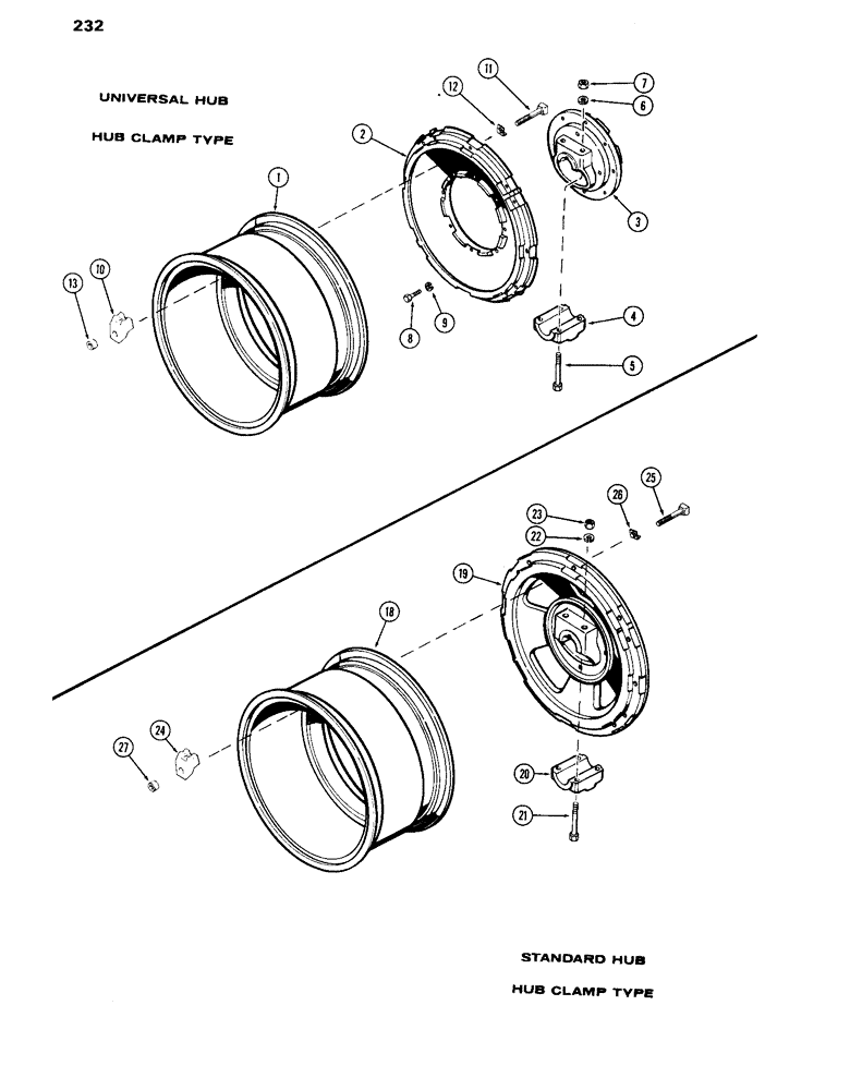 Схема запчастей Case IH 870 - (232) - REAR WHEELS WITH 34 INCH RIMS, MANUAL ADJUSTABLE, USED WITH 3-3/16 INCH DIAMETER AXLE (06) - POWER TRAIN