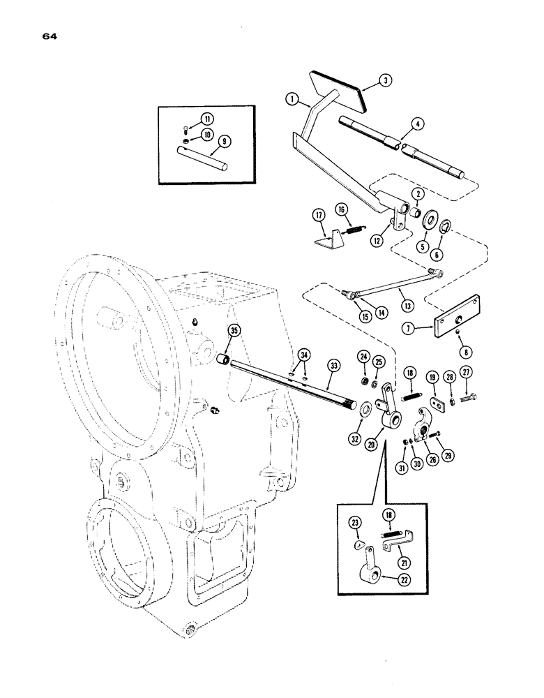 Схема запчастей Case IH 1200 - (064) - CLUTCH PEDAL AND RELEASE (06) - POWER TRAIN