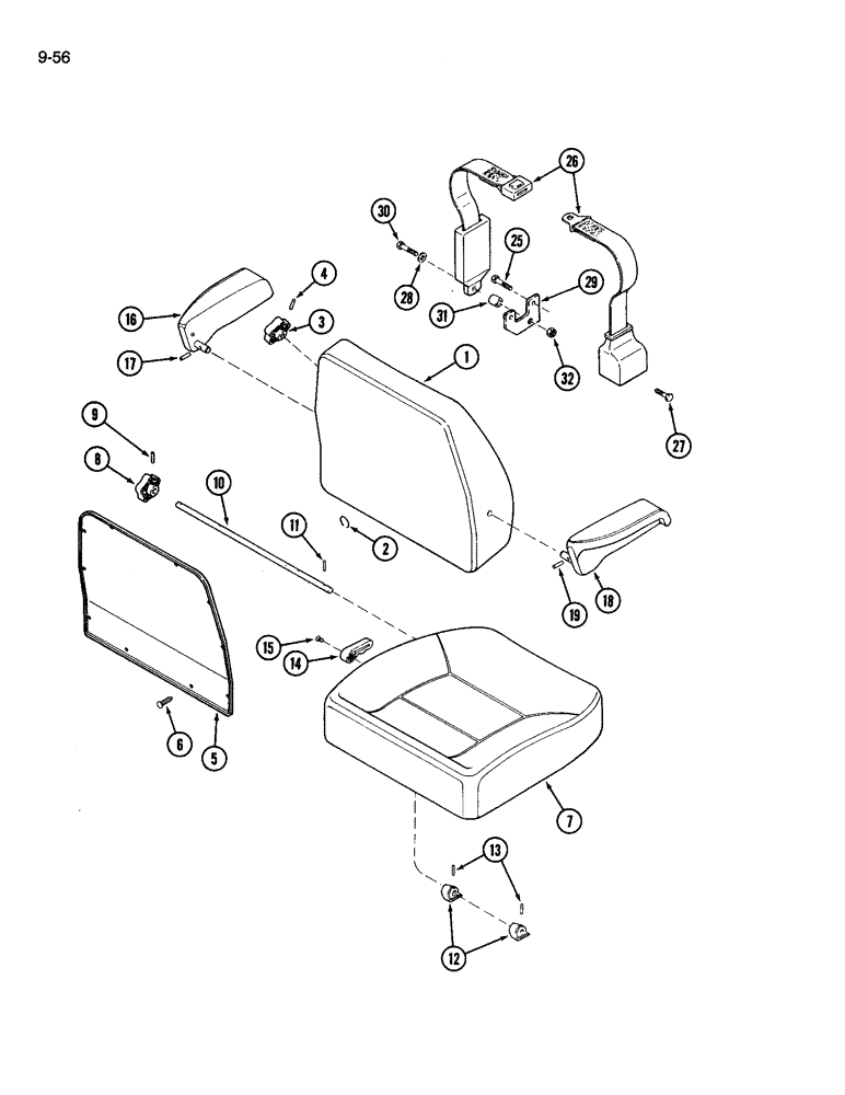 Схема запчастей Case IH 3594 - (9-056) - CLOTH SEAT, AIR SUSPENSION (09) - CHASSIS/ATTACHMENTS