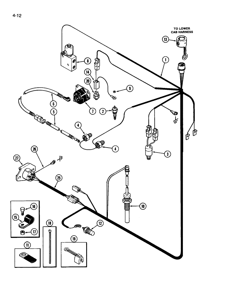Схема запчастей Case IH 3594 - (4-012) - TRANSMISSION HARNESS (04) - ELECTRICAL SYSTEMS
