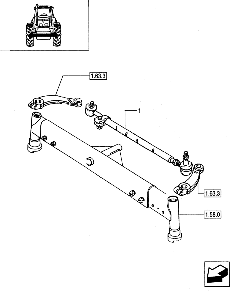Схема запчастей Case IH JX65 - (1.63.4) - STEERING TIE-ROD - TIE-ROD (04) - FRONT AXLE & STEERING