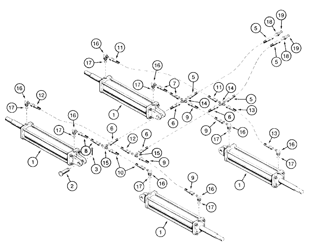 Схема запчастей Case IH 501 - (8-06) - WING LIFT HYDRAULIC CIRCUIT, 3/8 INCH ID SUPPLY AND RETURN HOSES,115 INCH HOSE CROSS TO TEE, ITEM 6 (08) - HYDRAULICS