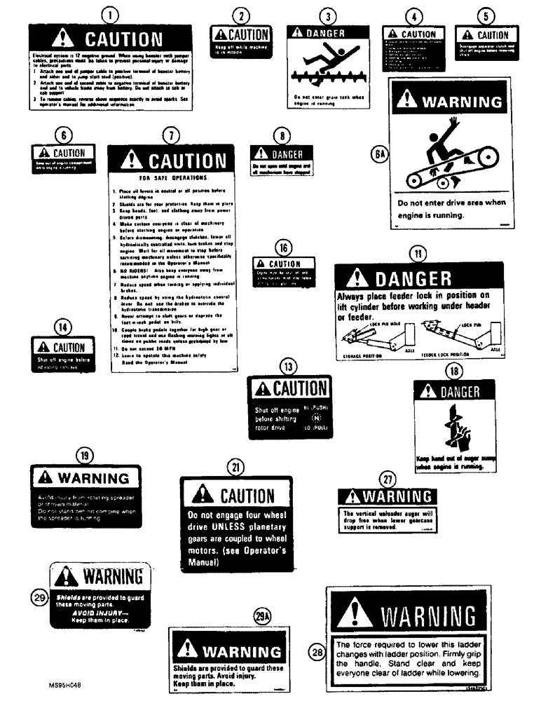 Схема запчастей Case IH 1688 - (9H-42) - DECALS, CAUTION, DANGER, WARNING (12) - CHASSIS