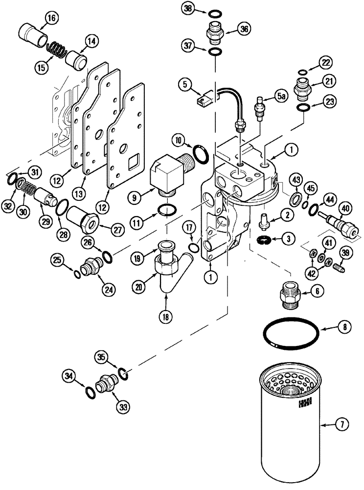 Схема запчастей Case IH MX120 - (08-05) - HYDRAULIC OIL FILTER (08) - HYDRAULICS