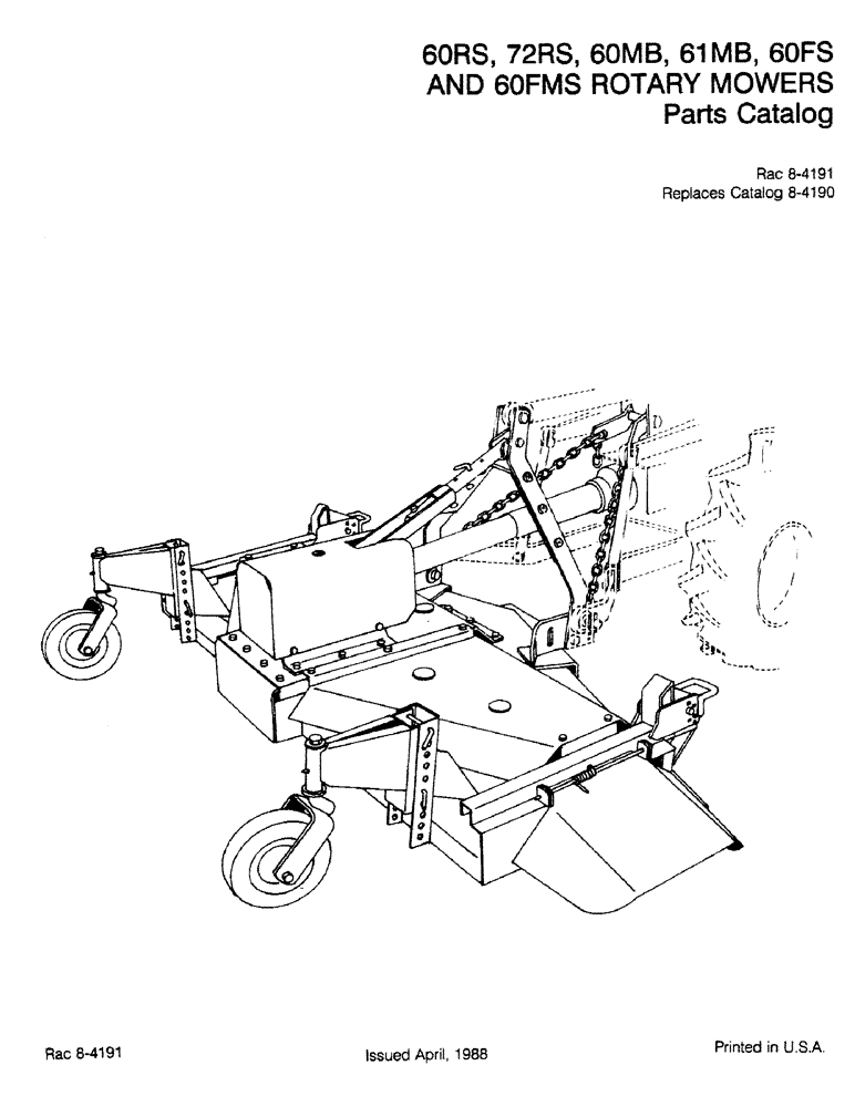 Схема запчастей Case IH 60FMS - (1-001) - 60RS, 72RS, 60MB, 61MB, 60FS AND 60FMS ROTARY MOWERS PARTS CATALOG (00) - PICTORIAL INDEX