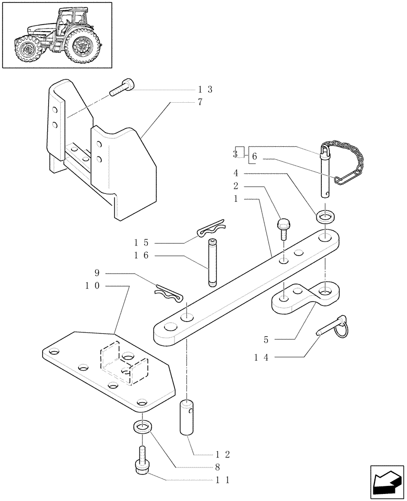 Схема запчастей Case IH JX1090U - (1.89.3/10) - (VAR.912) SWAY-BAR (EUROPE) - PARTS (09) - IMPLEMENT LIFT