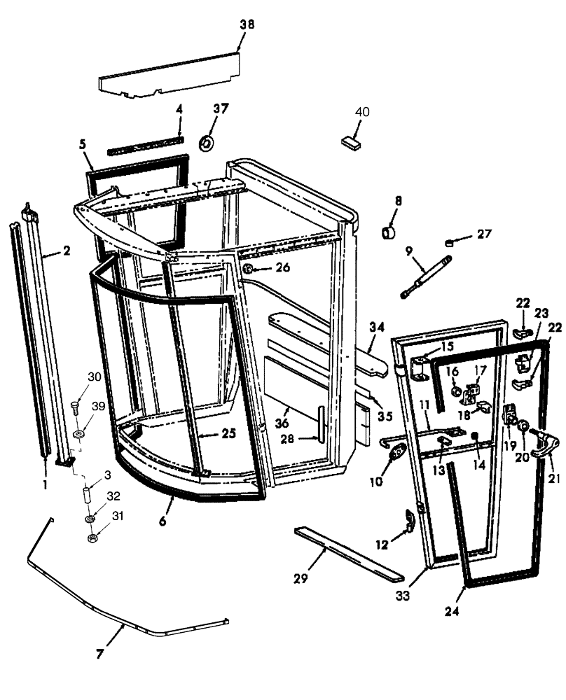 Схема запчастей Case IH WDX901 - (008) - DOOR & WINDOW SEALS (90) - PLATFORM, CAB, BODYWORK AND DECALS