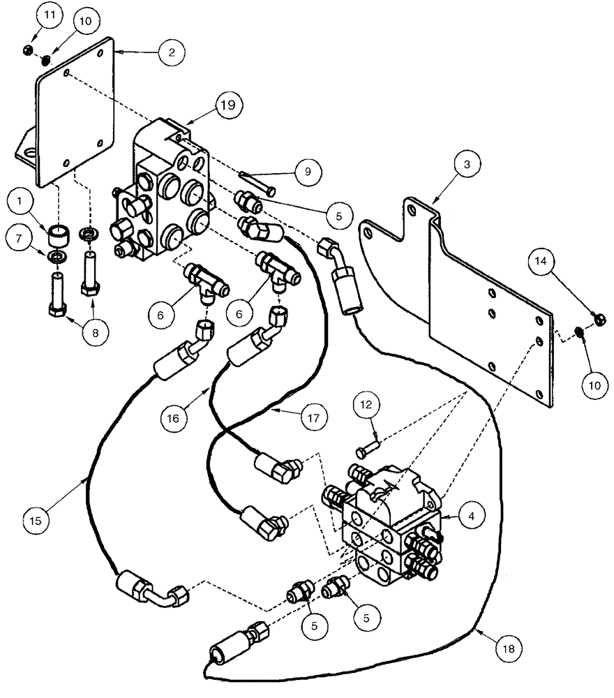 Схема запчастей Case IH L555 - (08-35) - MOUNTING BRACKETS EXTERNAL VALVE 2 Function - CX70 - CX100 With Self Leveling (08) - HYDRAULICS