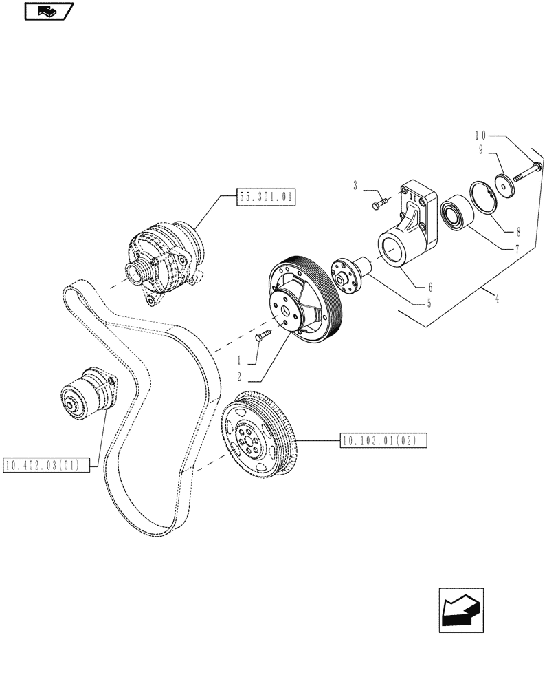 Схема запчастей Case IH MAGNUM 210 - (10.414.01) - FAN DRIVE (10) - ENGINE
